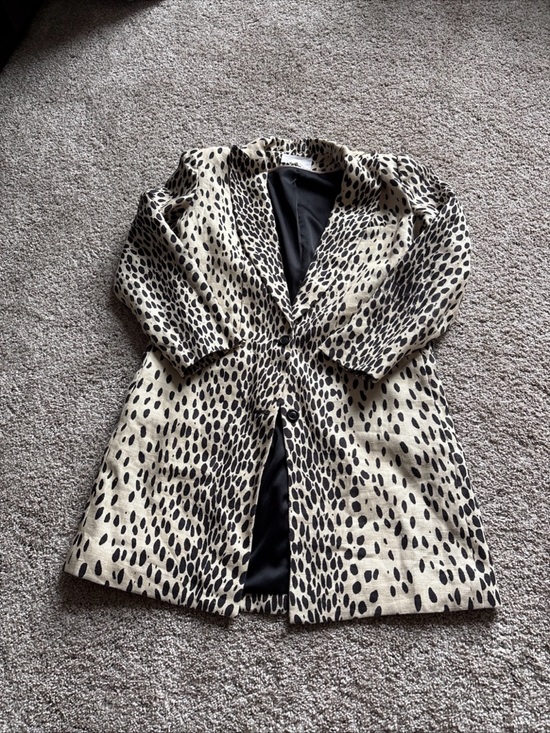Emerson Fry Jackets & Blazers - Emerson Fry Cream and Black Spotted Trench Coat